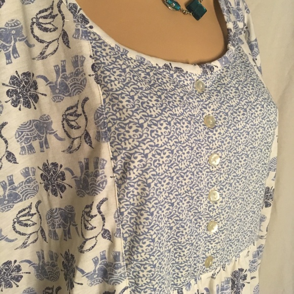 NWT PINK K Women's size 1X white w/blue elephants - Picture 5 of 8